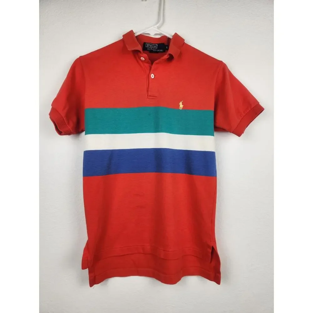 Vintage Polo by Ralph Lauren Polo Shirt Men Small Red Blue Colorblock